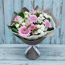 Букет цветов из:  Герберы, Альстромерии и Хризантемы #REPLACE_PRED# Горном Новосибирской области