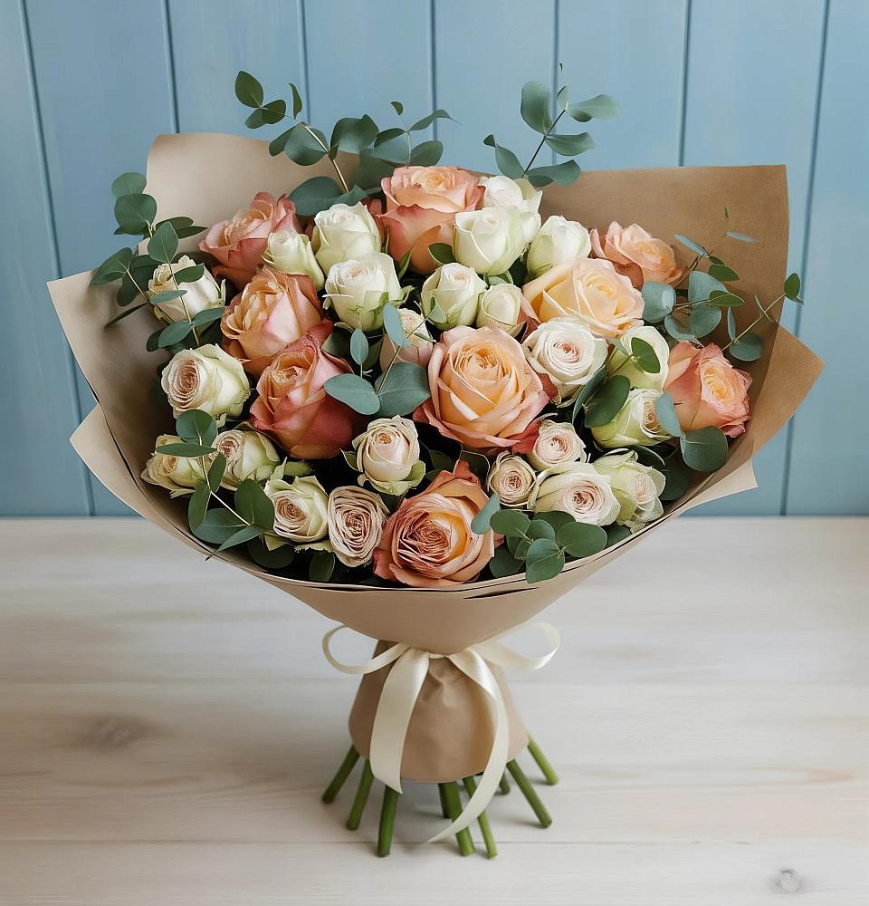 Букет цветов из: Альстромерии и Розы в Горном Новосибирской области