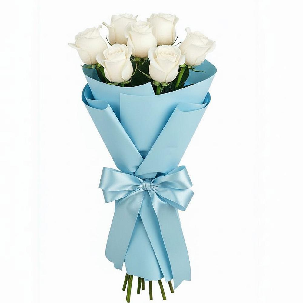 Букет 7 белых роз Проуд в Горном Новосибирской области