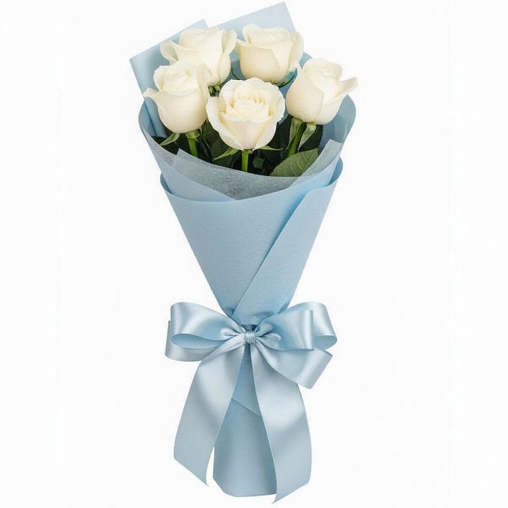 Букет 5 Белых роз Проуд в Горном Новосибирской области