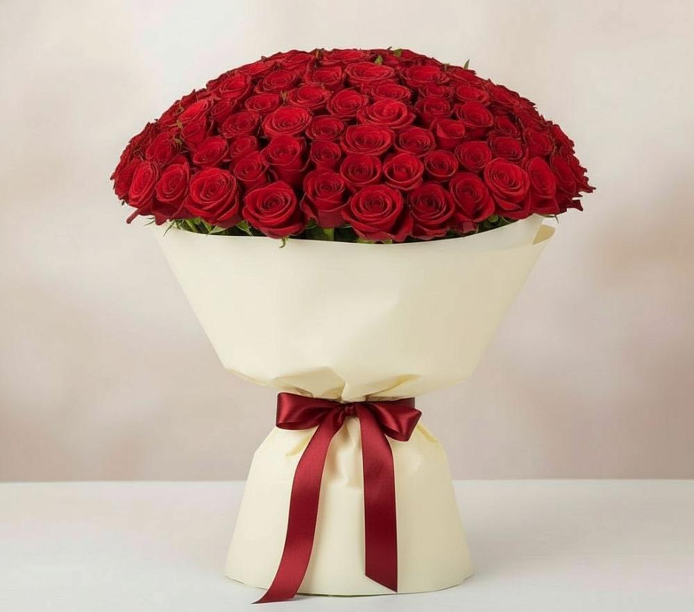 Букет 101 Красная роза Милано в Горном Новосибирской области