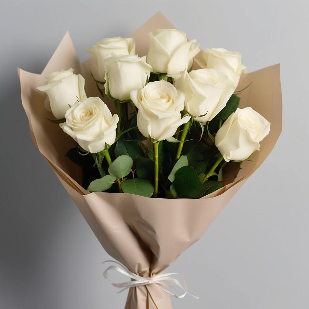 Букет 9 Белых роз Эдлесс Лав в Горном Новосибирской области