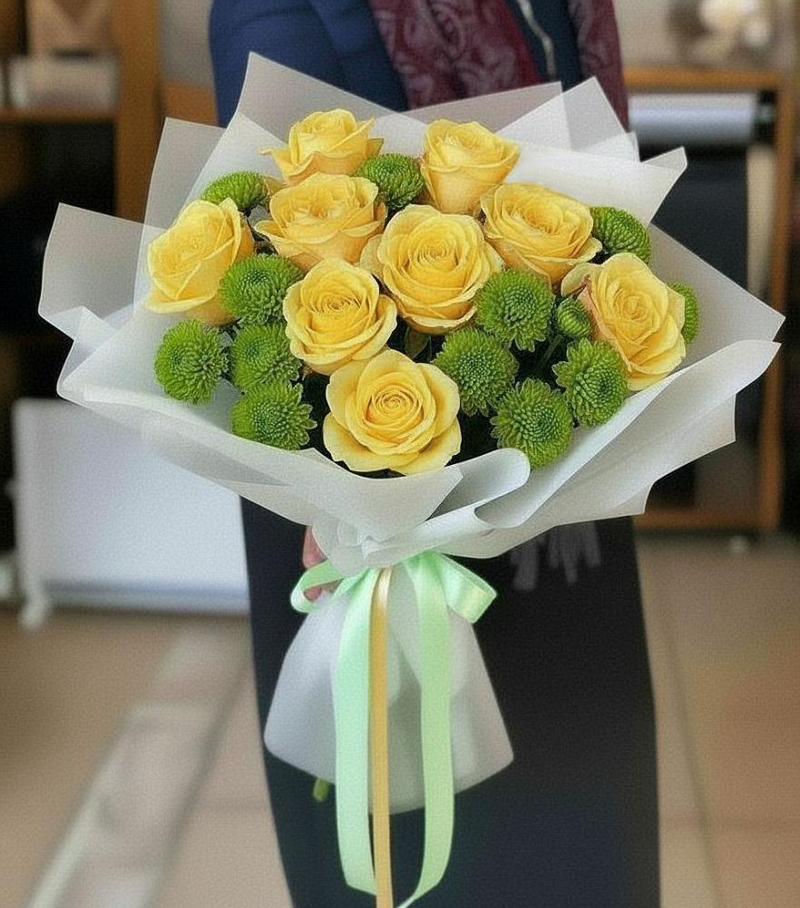 Букет цветов из: Хризантемы и Розы в Горном Новосибирской области