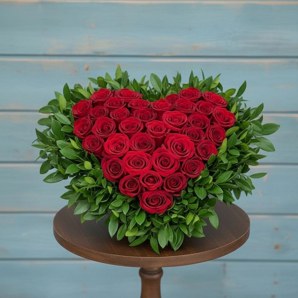 Цветочная композиция из Розы в виде сердца в Горном Новосибирской области