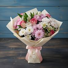 Букет цветов из:  Хризантемы, Альстромерии и Розы в Горном Новосибирской области