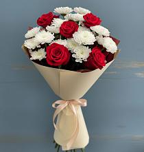 Букет цветов из:  Розы и Хризантемы #REPLACE_PRED# Горном Новосибирской области
