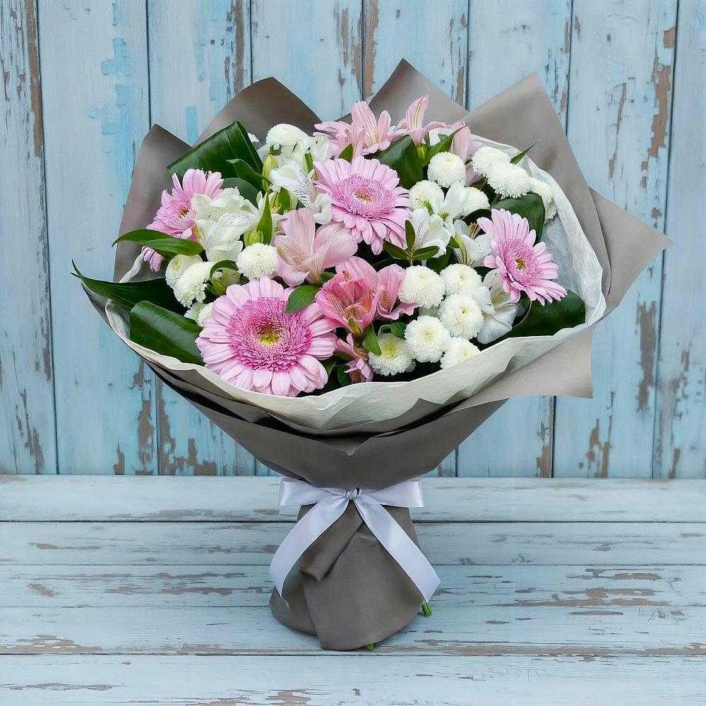 Букет цветов из: Герберы, Альстромерии и Хризантемы в Горном Новосибирской области