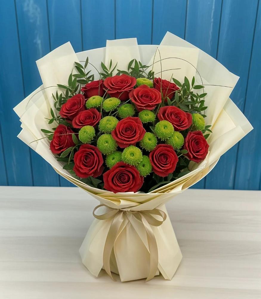 Букет цветов из: Розы и Хризантемы в Горном Новосибирской области